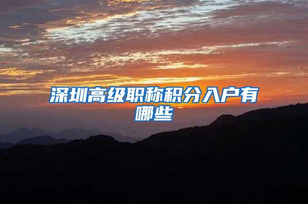 深圳高级职称积分入户有哪些