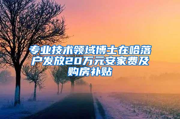 专业技术领域博士在哈落户发放20万元安家费及购房补贴
