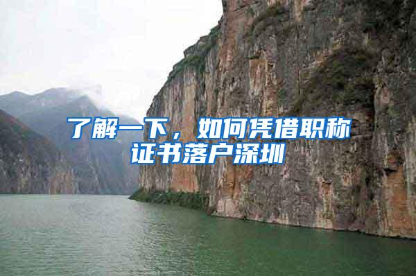 了解一下，如何凭借职称证书落户深圳