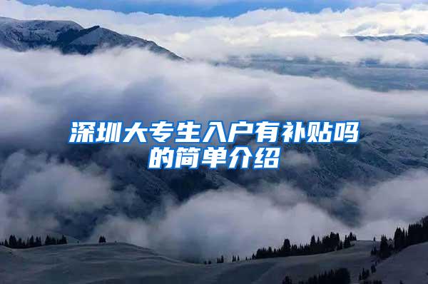 深圳大专生入户有补贴吗的简单介绍
