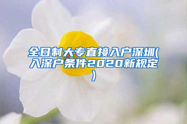 全日制大专直接入户深圳(入深户条件2020新规定)