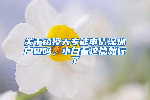 关于函授大专能申请深圳户口吗，小白看这篇就行了