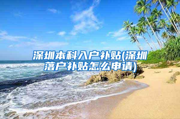 深圳本科入户补贴(深圳落户补贴怎么申请)
