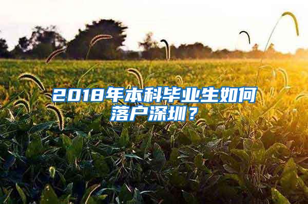 2018年本科毕业生如何落户深圳？