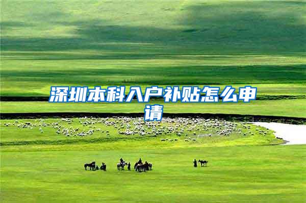 深圳本科入户补贴怎么申请