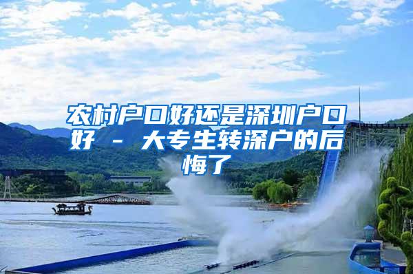 农村户口好还是深圳户口好 - 大专生转深户的后悔了