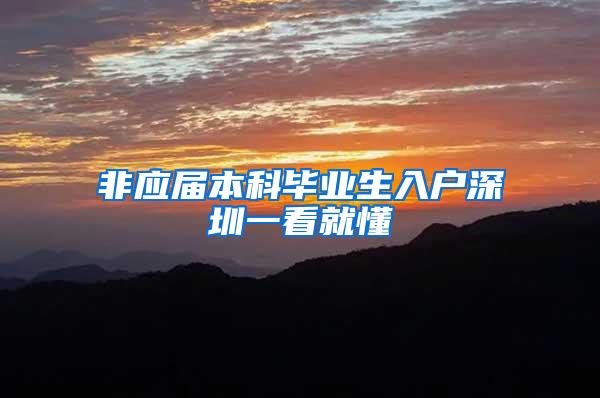 非应届本科毕业生入户深圳一看就懂