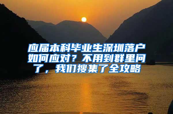 应届本科毕业生深圳落户如何应对？不用到群里问了，我们搜集了全攻略