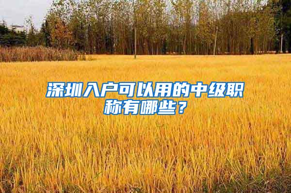 深圳入户可以用的中级职称有哪些？
