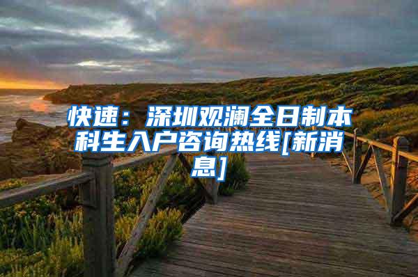 快速：深圳观澜全日制本科生入户咨询热线[新消息]