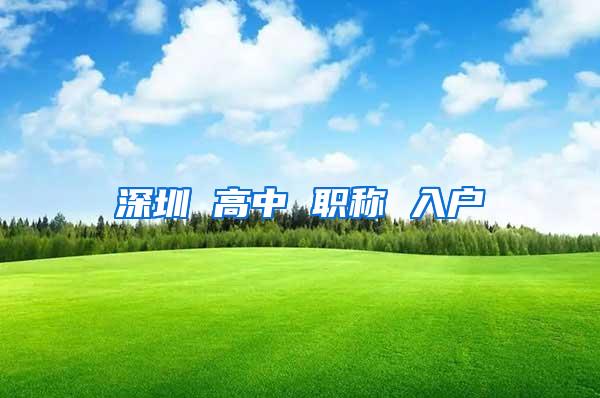 深圳 高中 职称 入户