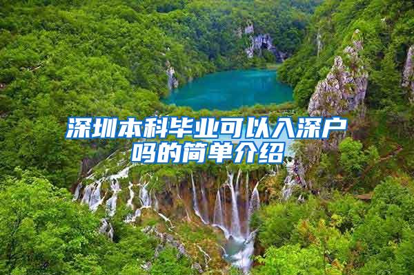 深圳本科毕业可以入深户吗的简单介绍