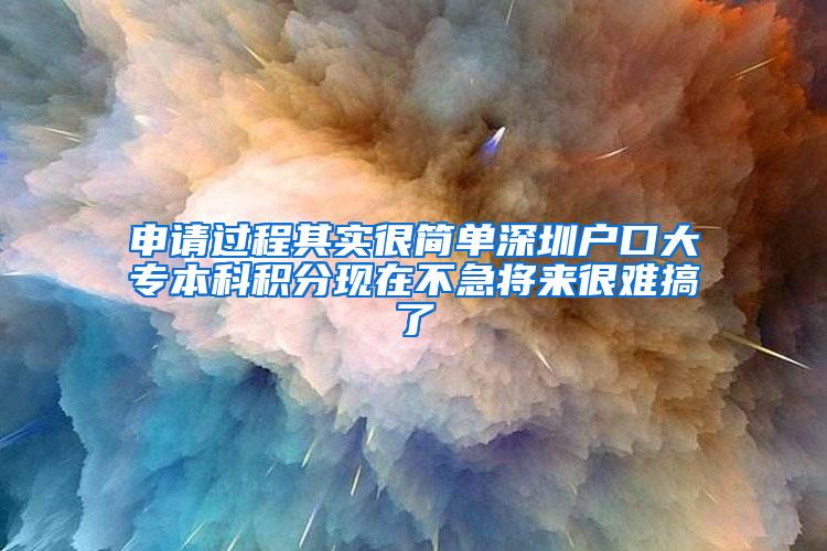申请过程其实很简单深圳户口大专本科积分现在不急将来很难搞了