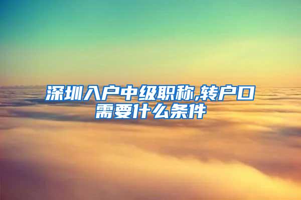 深圳入户中级职称,转户口需要什么条件