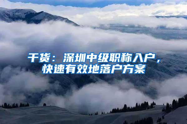 干货：深圳中级职称入户，快速有效地落户方案
