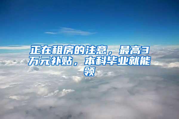 正在租房的注意，最高3万元补贴，本科毕业就能领