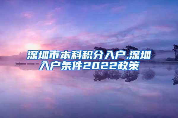 深圳市本科积分入户,深圳入户条件2022政策