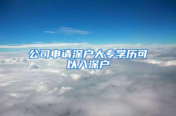 公司申请深户大专学历可以入深户