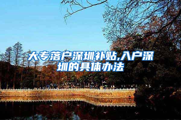 大专落户深圳补贴,入户深圳的具体办法