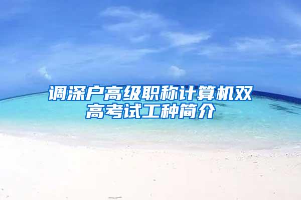 调深户高级职称计算机双高考试工种简介