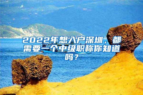2022年想入户深圳，都需要一个中级职称你知道吗？
