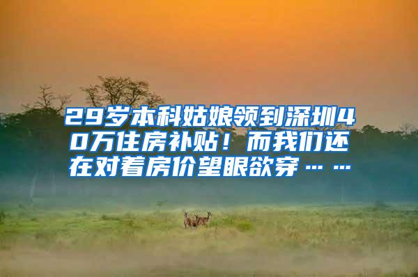 29岁本科姑娘领到深圳40万住房补贴！而我们还在对着房价望眼欲穿……