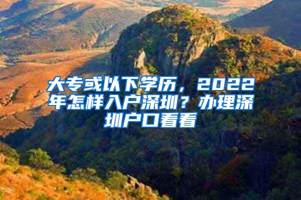 大专或以下学历，2022年怎样入户深圳？办理深圳户口看看