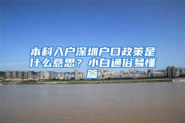 本科入户深圳户口政策是什么意思？小白通俗易懂篇