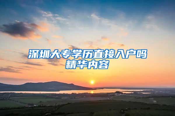 深圳大专学历直接入户吗精华内容