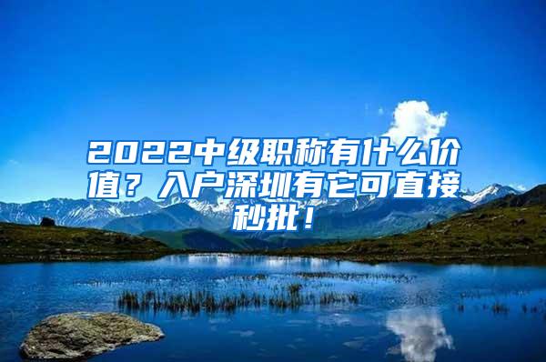 2022中级职称有什么价值？入户深圳有它可直接秒批！