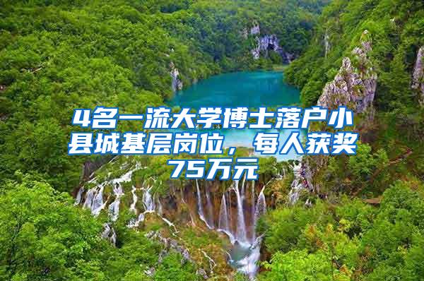 4名一流大学博士落户小县城基层岗位，每人获奖75万元