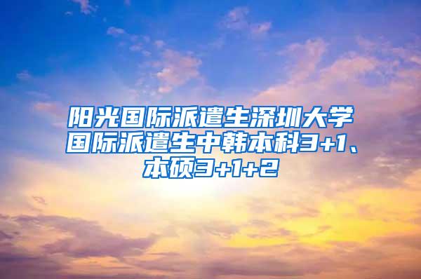 阳光国际派遣生深圳大学国际派遣生中韩本科3+1、本硕3+1+2