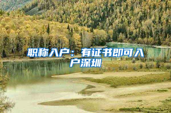 职称入户：有证书即可入户深圳