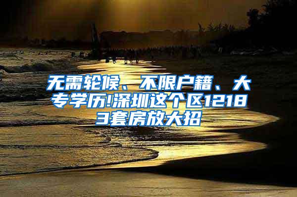 无需轮候、不限户籍、大专学历!深圳这个区12183套房放大招