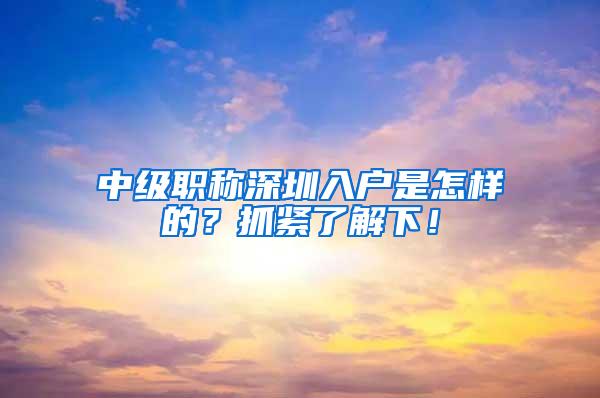 中级职称深圳入户是怎样的？抓紧了解下！