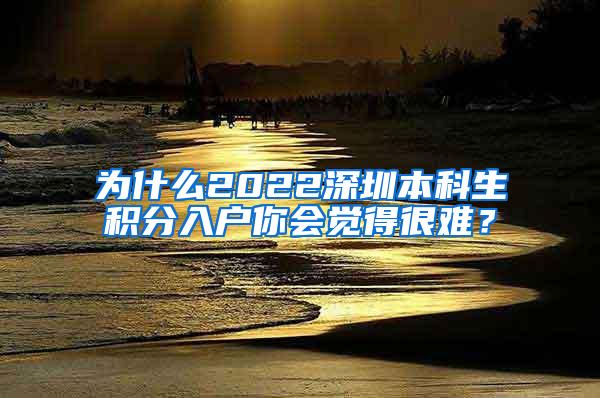 为什么2022深圳本科生积分入户你会觉得很难？