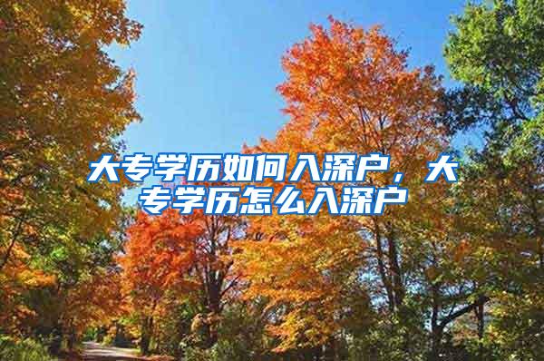 大专学历如何入深户，大专学历怎么入深户