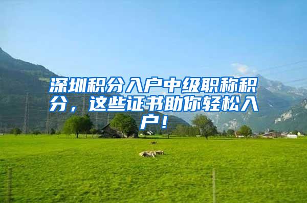深圳积分入户中级职称积分，这些证书助你轻松入户！