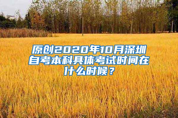原创2020年10月深圳自考本科具体考试时间在什么时候？