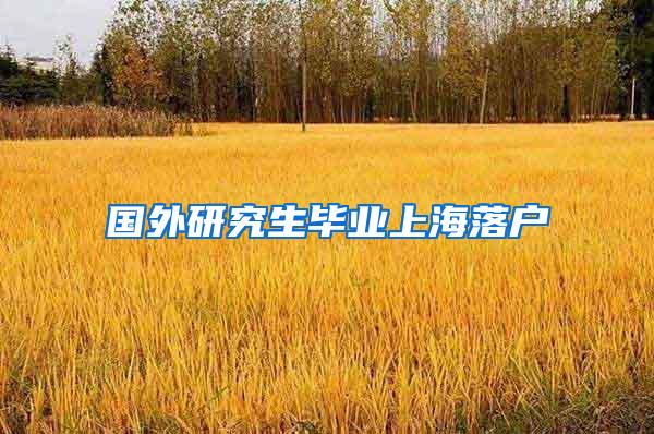 国外研究生毕业上海落户