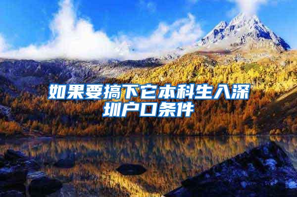 如果要搞下它本科生入深圳户口条件