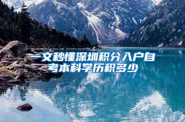 一文秒懂深圳积分入户自考本科学历积多少