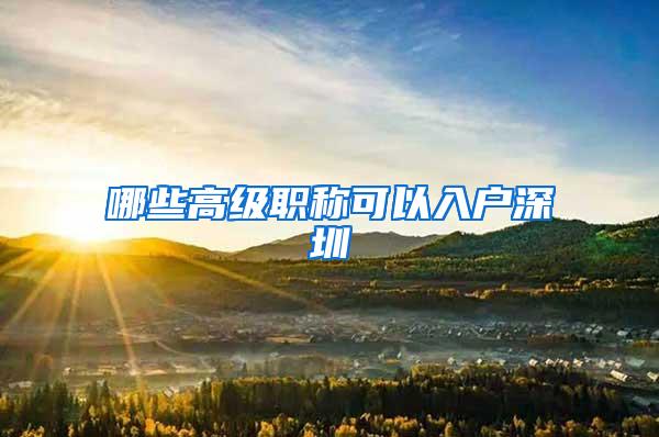 哪些高级职称可以入户深圳