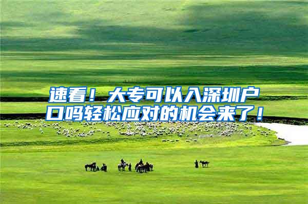 速看！大专可以入深圳户口吗轻松应对的机会来了！