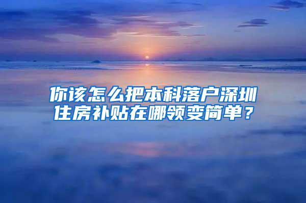 你该怎么把本科落户深圳住房补贴在哪领变简单？