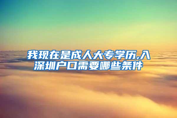 我现在是成人大专学历,入深圳户口需要哪些条件