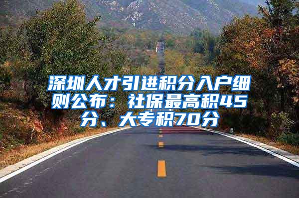 深圳人才引进积分入户细则公布：社保最高积45分、大专积70分