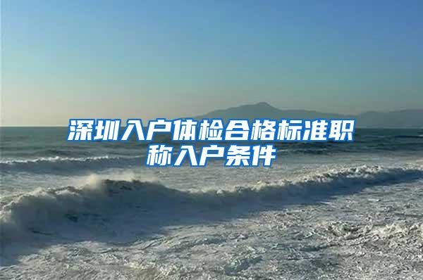 深圳入户体检合格标准职称入户条件