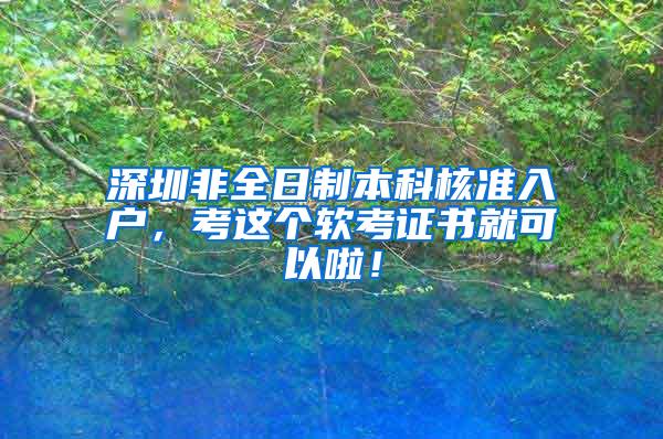 深圳非全日制本科核准入户，考这个软考证书就可以啦！