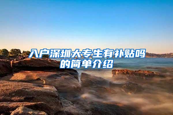 入户深圳大专生有补贴吗的简单介绍